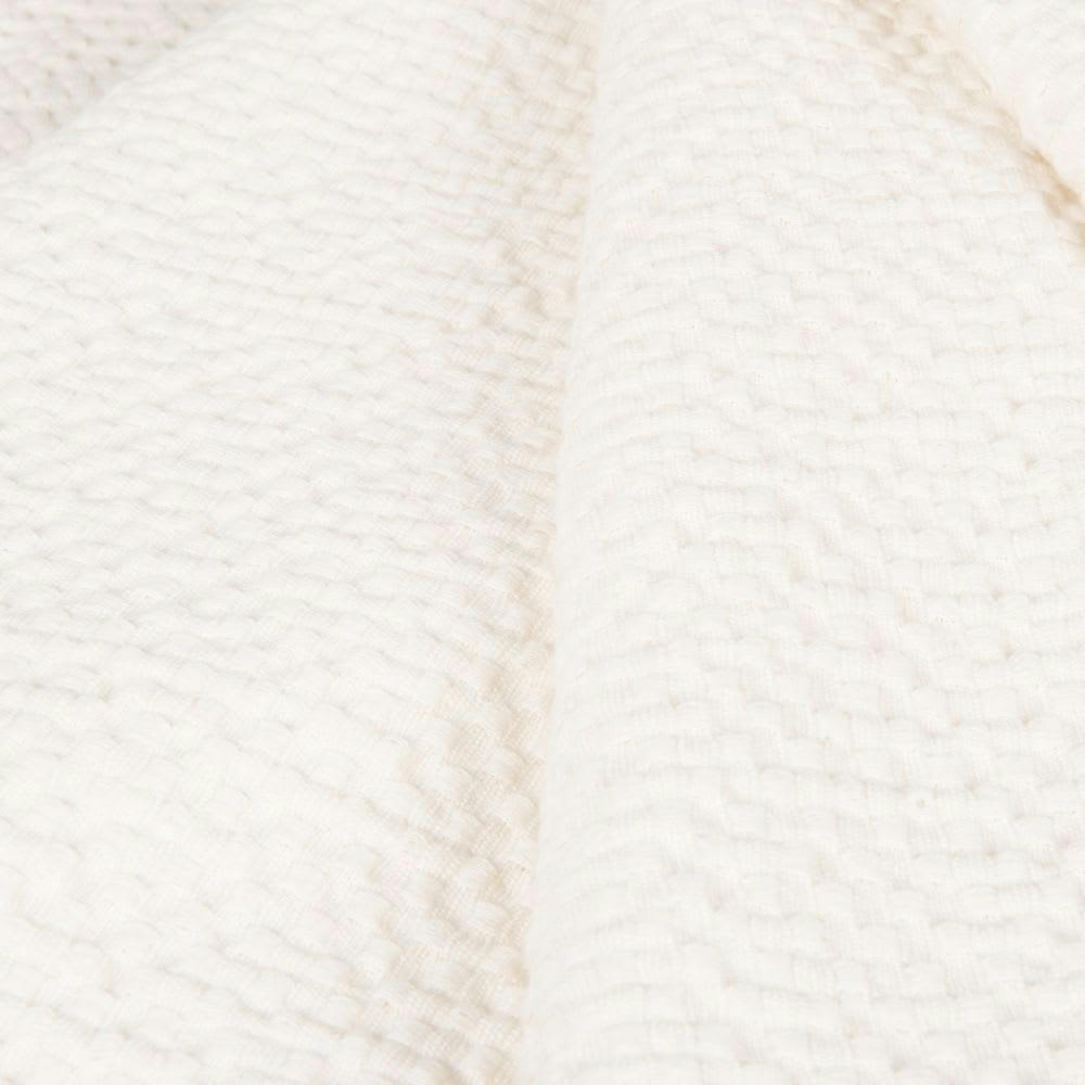 IRAJA - Plaid en coton tissé et gaufré à franges blanc 130x170