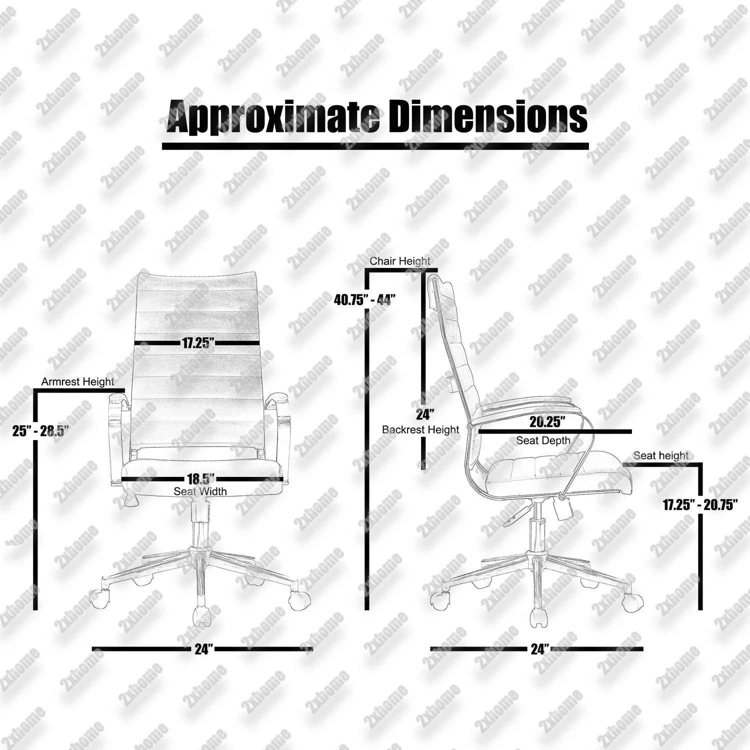 Modern Tan High Back Office Chair Ribbed PU Leather Swivel Tilt Conference Room Computer Desk Cushion Seat Boss