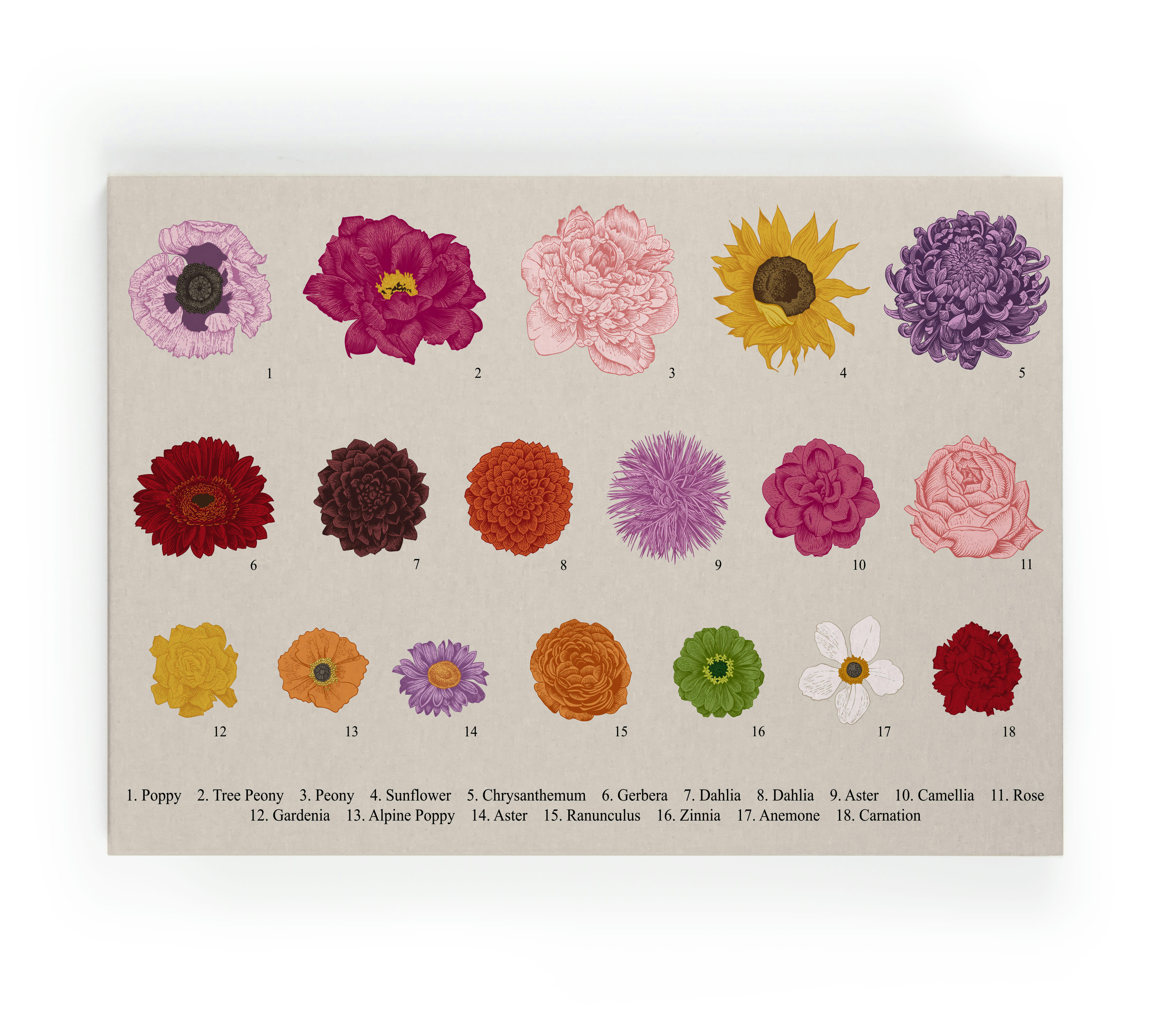 FLOWERS - Peinture sur toile 60x40 imprimé HD fleurs