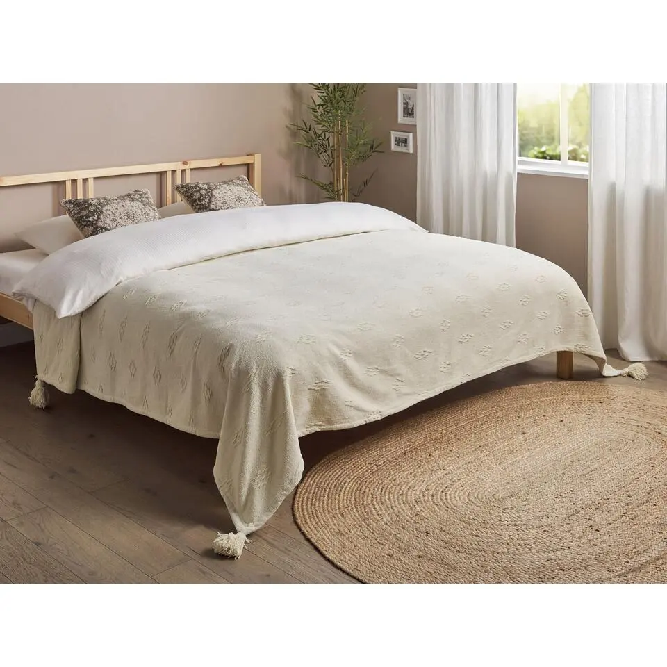 KAZY - Bedsprei - Beige - 220 x 240 cm - Chenille