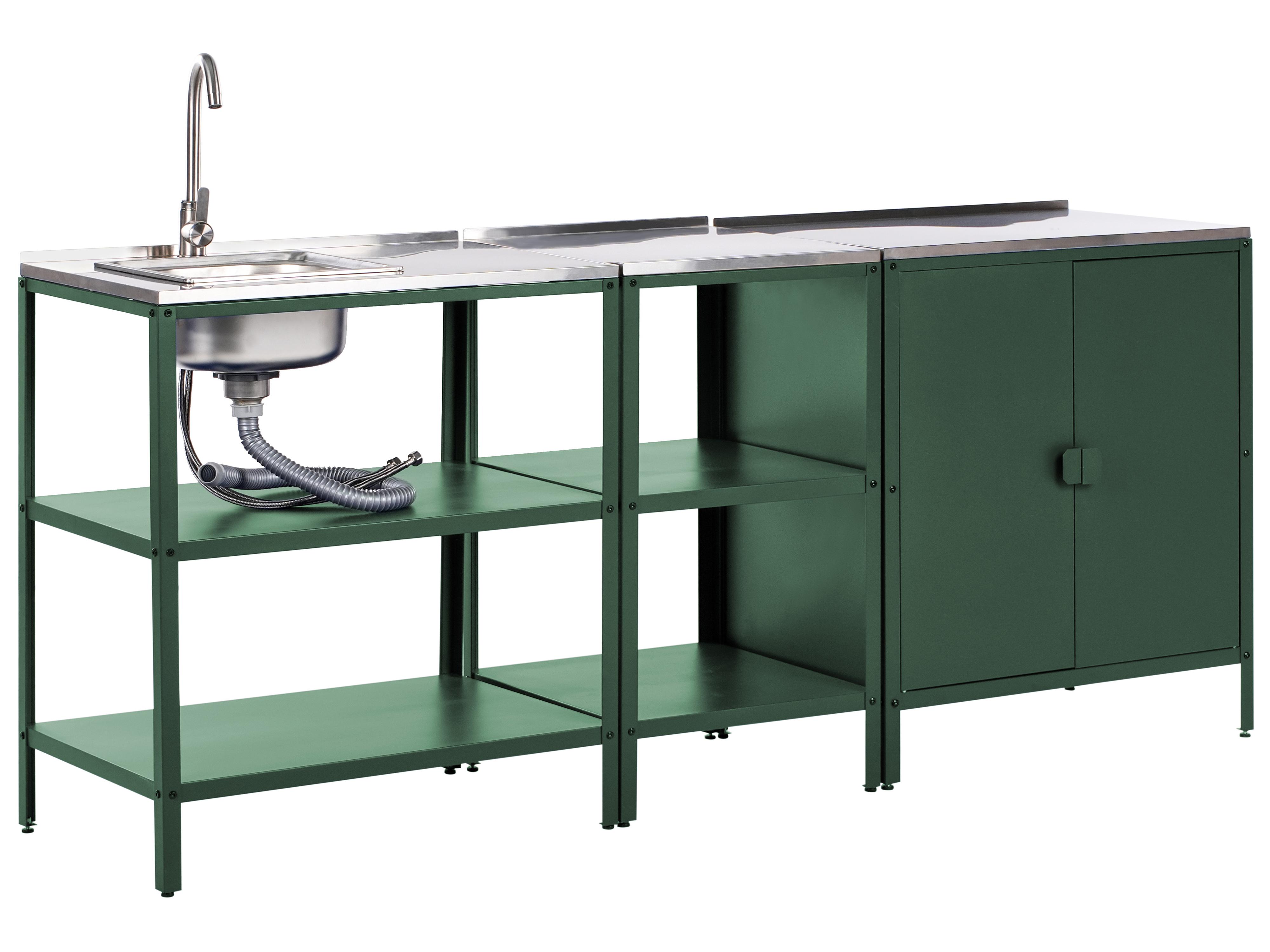 3 Piece Outdoor Kitchen Set with Sink VILAMA Metal Green