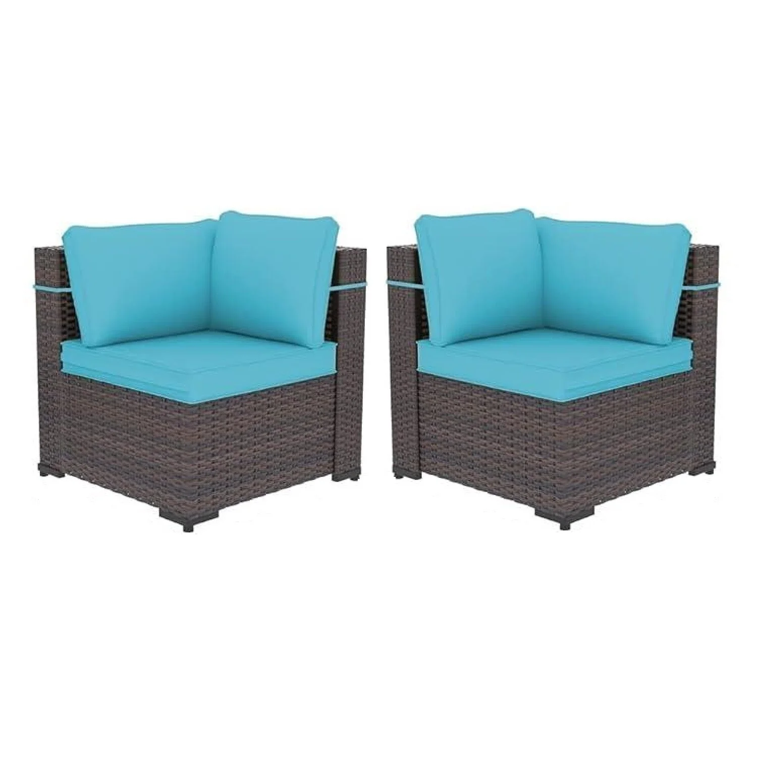 Outdoor Rattan Sectional Sofa Set, Patio Furniture Conversation Set with Fire Pit Table