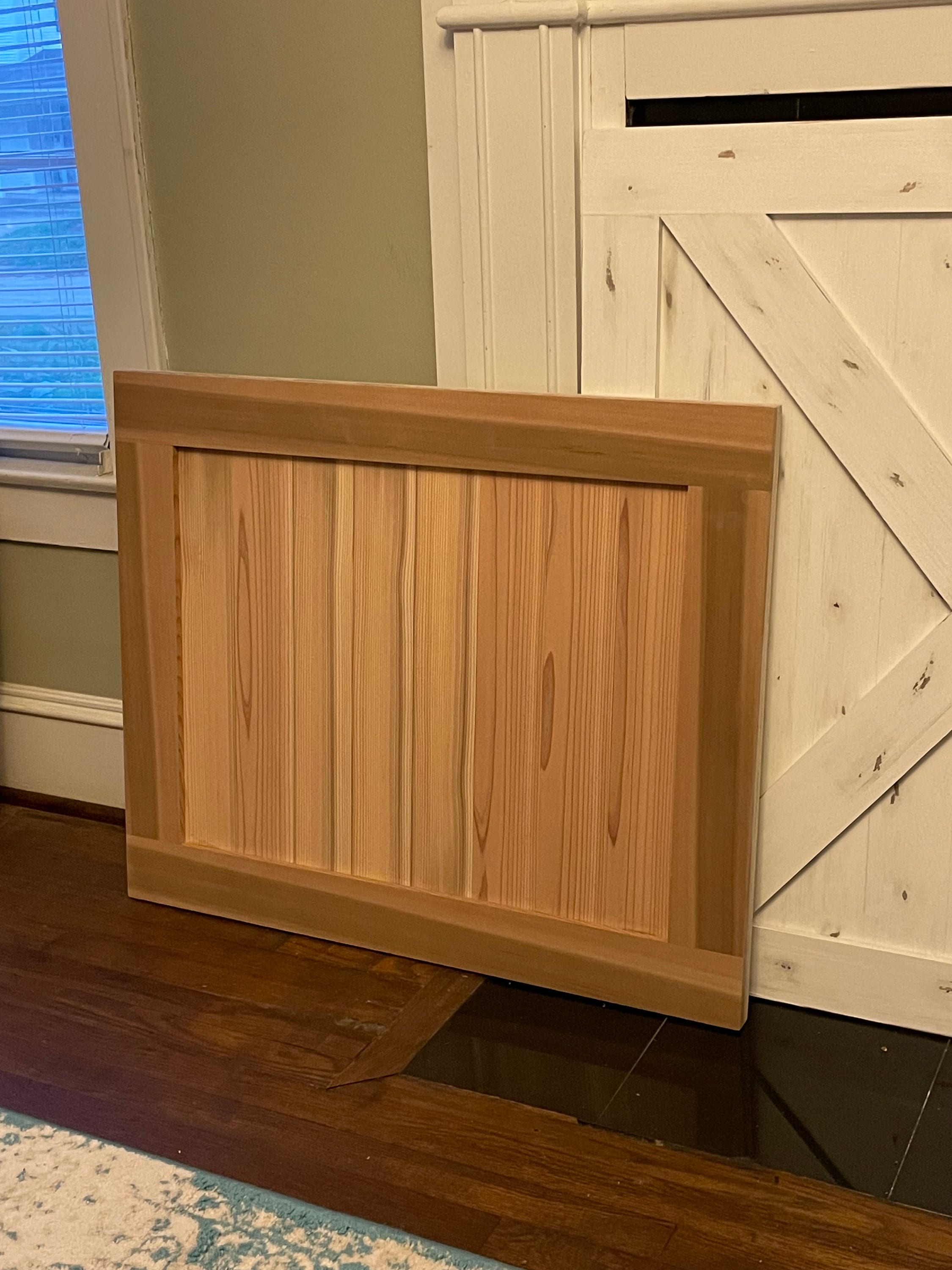 Fireplace Cover Screen Insert - Modern Farmhouse - Medium Walnut