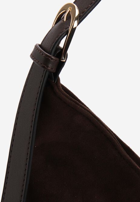 Womens Chocolate Brown Faux Suede Shoulder Bag
