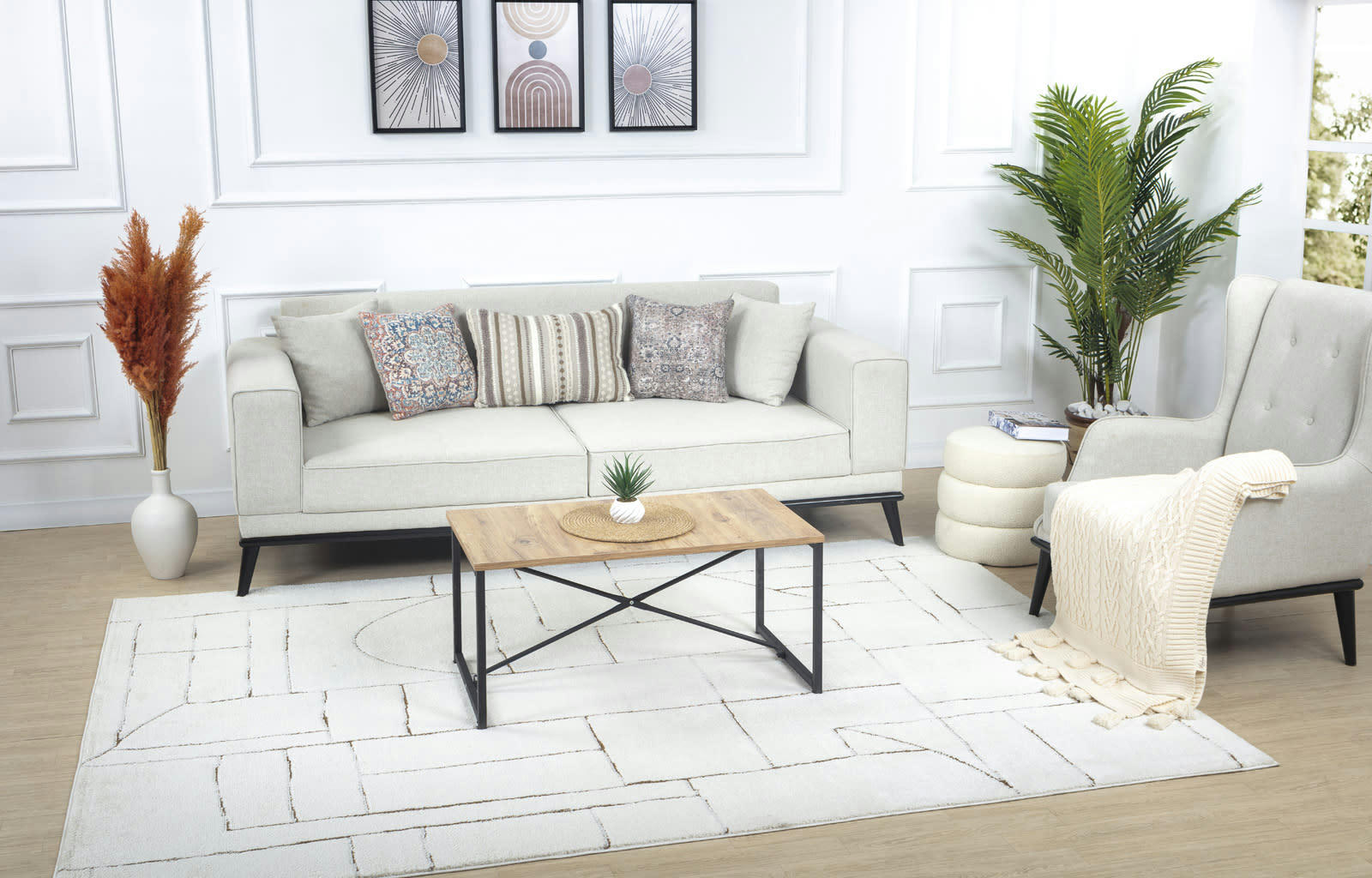 LISA - Tapis Scandinave Wabi-Sabi Ivoire/Terracotta 200x275