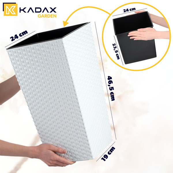 Kadax Donica Doniczka Wkład 24x47cm Wysoka Biała