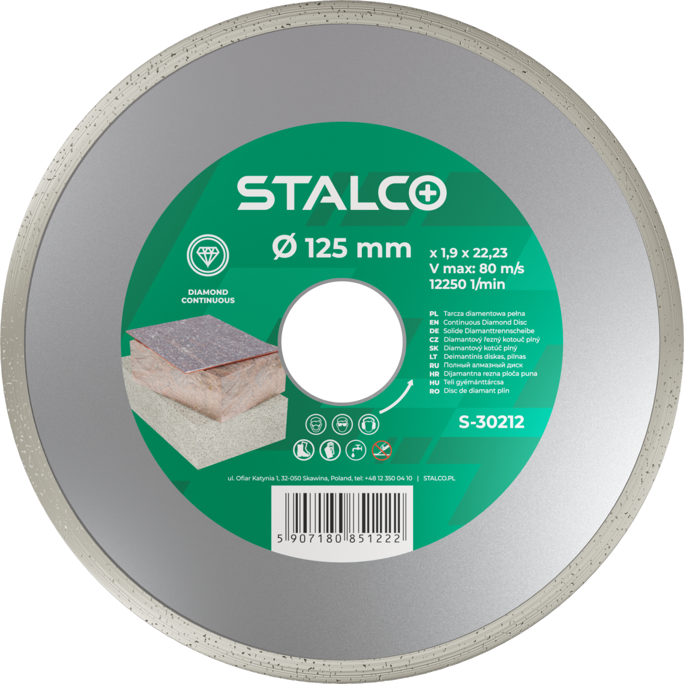 Tarcza diamentowa pełna ø115 x 2,0 x 22,23 mm STALCO S-30211
