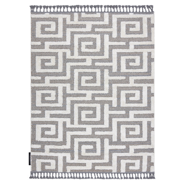 Dywan MAROC P655 Labirynt, grecki szary / biały Frędzle 120x170 cm