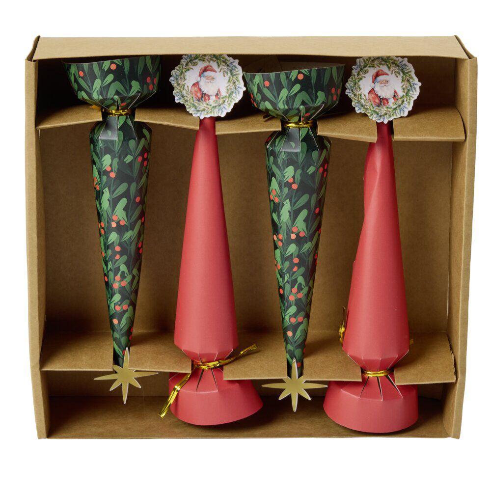 Crackers X4 pcs papier L21X5XH5 cm rouge et vert