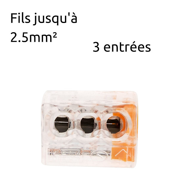 Mini borne S2273 avec 3 entrées et conducteurs 2,5mm² - Wago