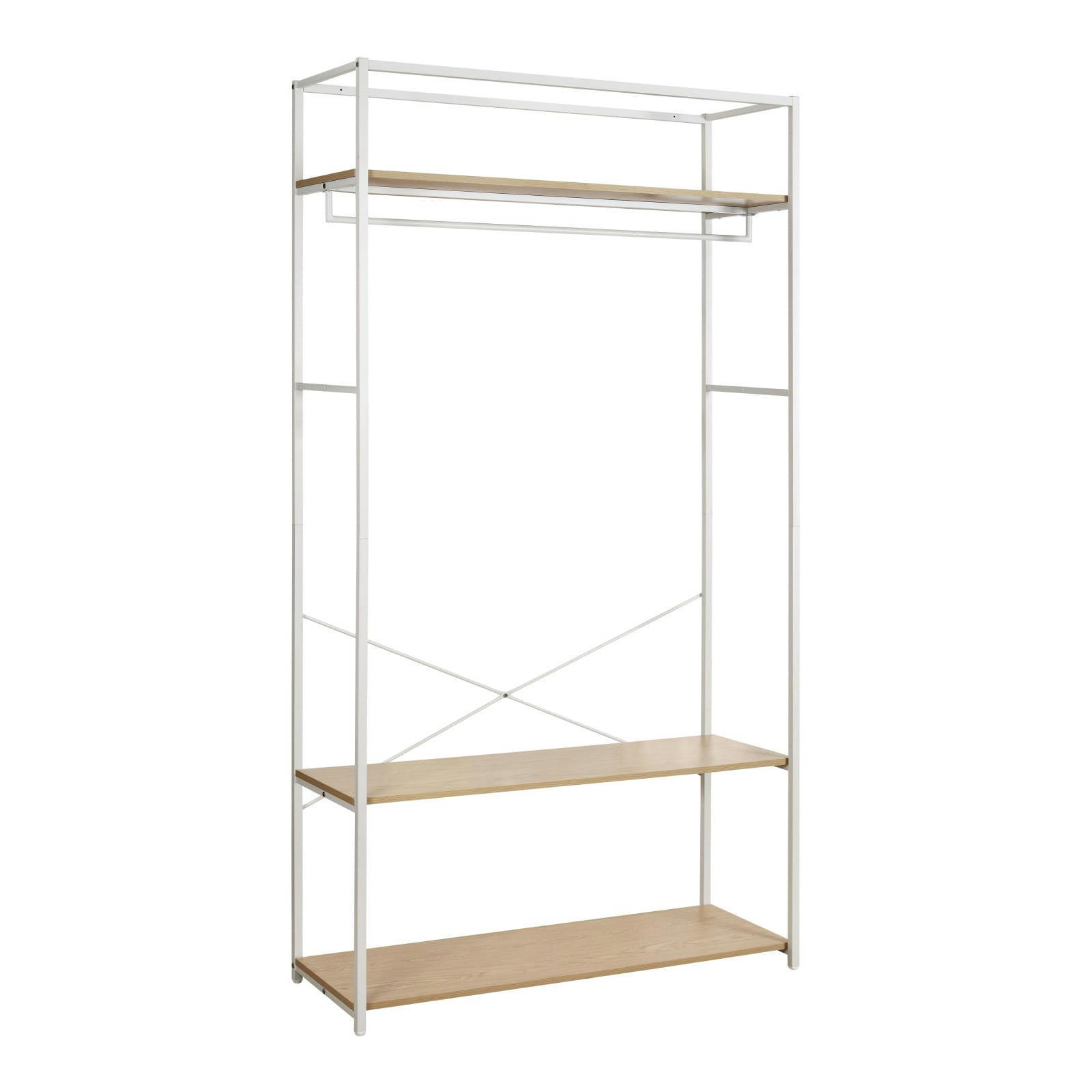 JUNE - Portant vêtements bois et métal L110 x H200cm  Blanc