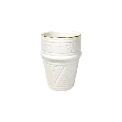 Chabi Chic Mok - Empreinte - wit/goud - keramiek - Ø 6 cm x H 6,5 cm (S)