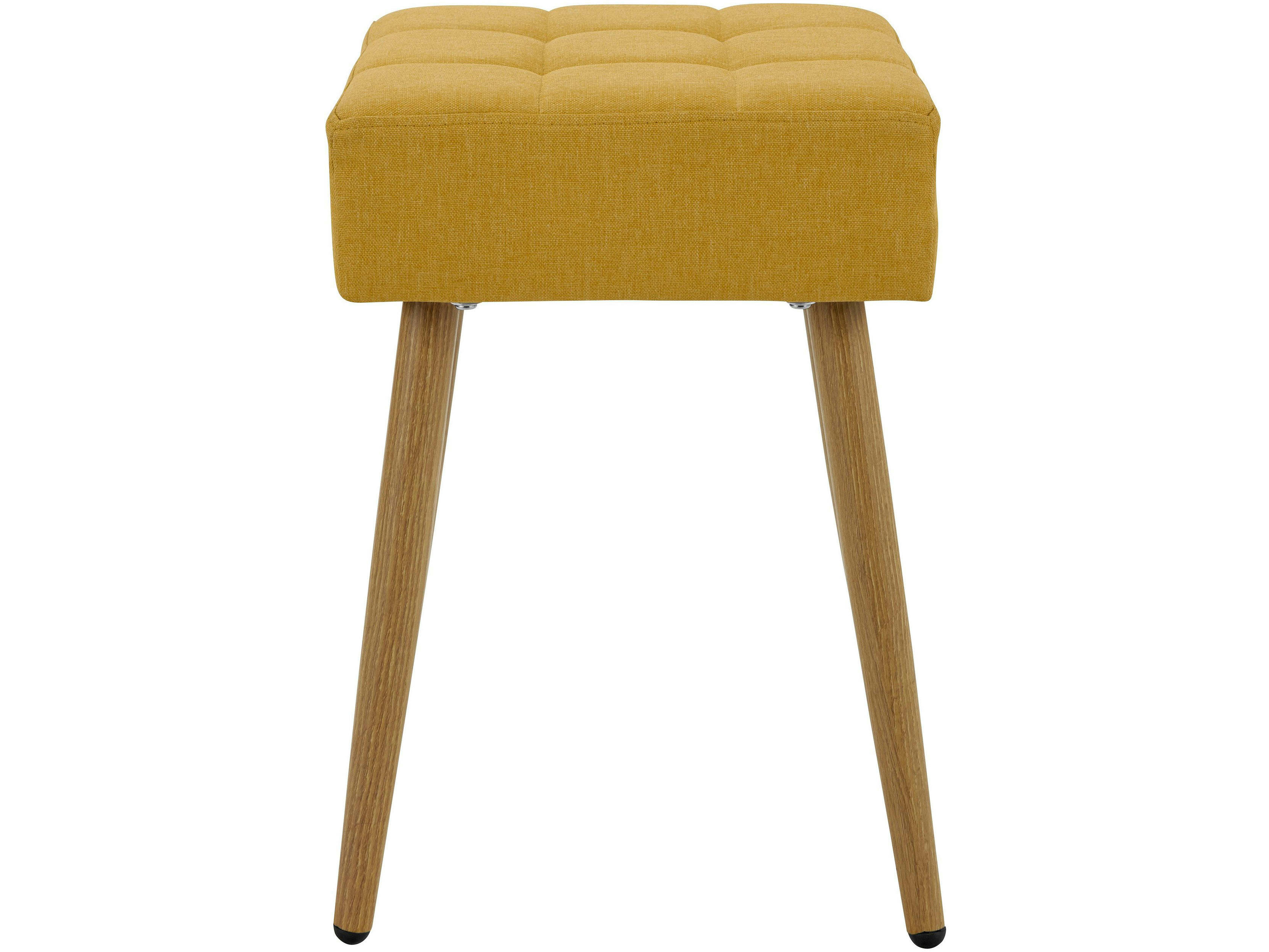 LOUISE - Tabouret en tissu jaune et pieds en métal chêne