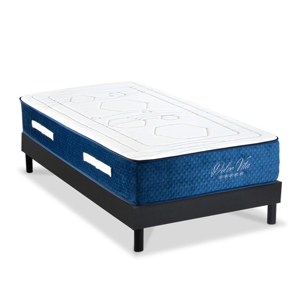 DOLCE VITA - Ensemble Matelas à Ressorts ensachés et sommier noir 90x190