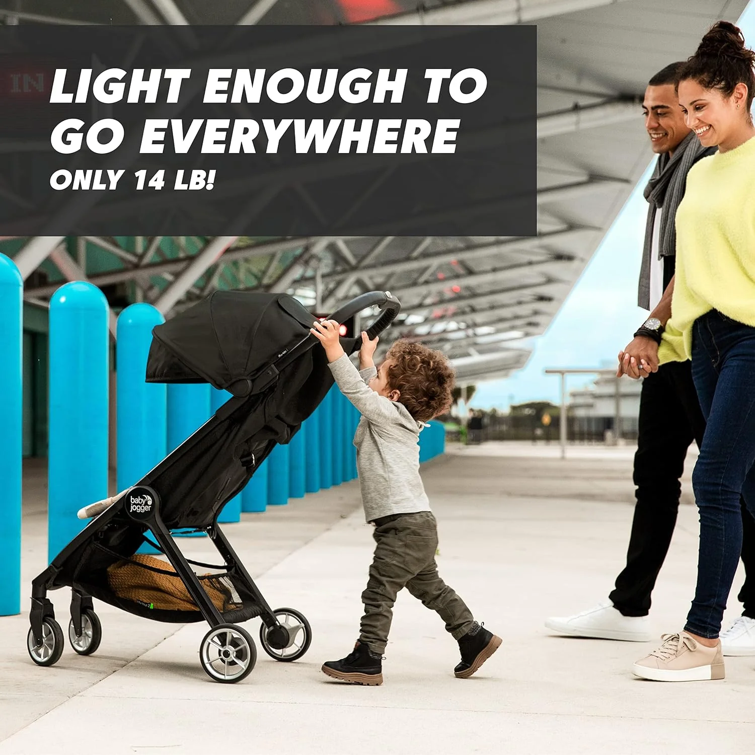 City Tour 2 Ultra-Compact Travel Stroller, Jet, Lightweight, Foldable, Ideal for Traveling(Single Stroller/Eco Black with Belly Bar)