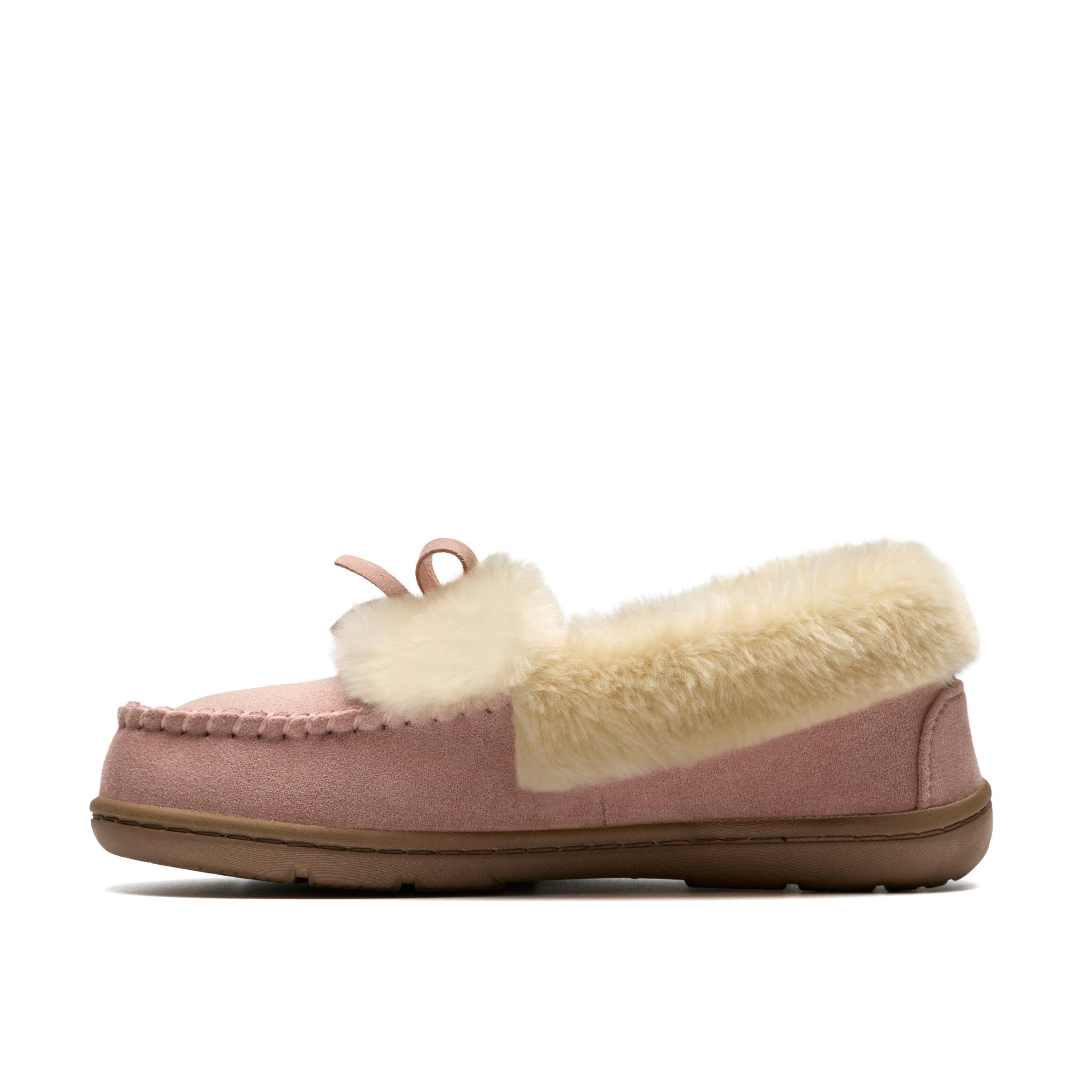 Clarks Leno Cosy Light Pink Slip Ons,Slippers