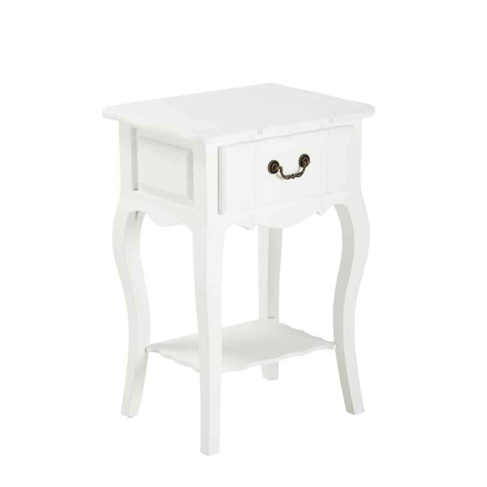 Joséphine - Table de chevet avec tiroir en bois de paulownia blanche L 44 cm