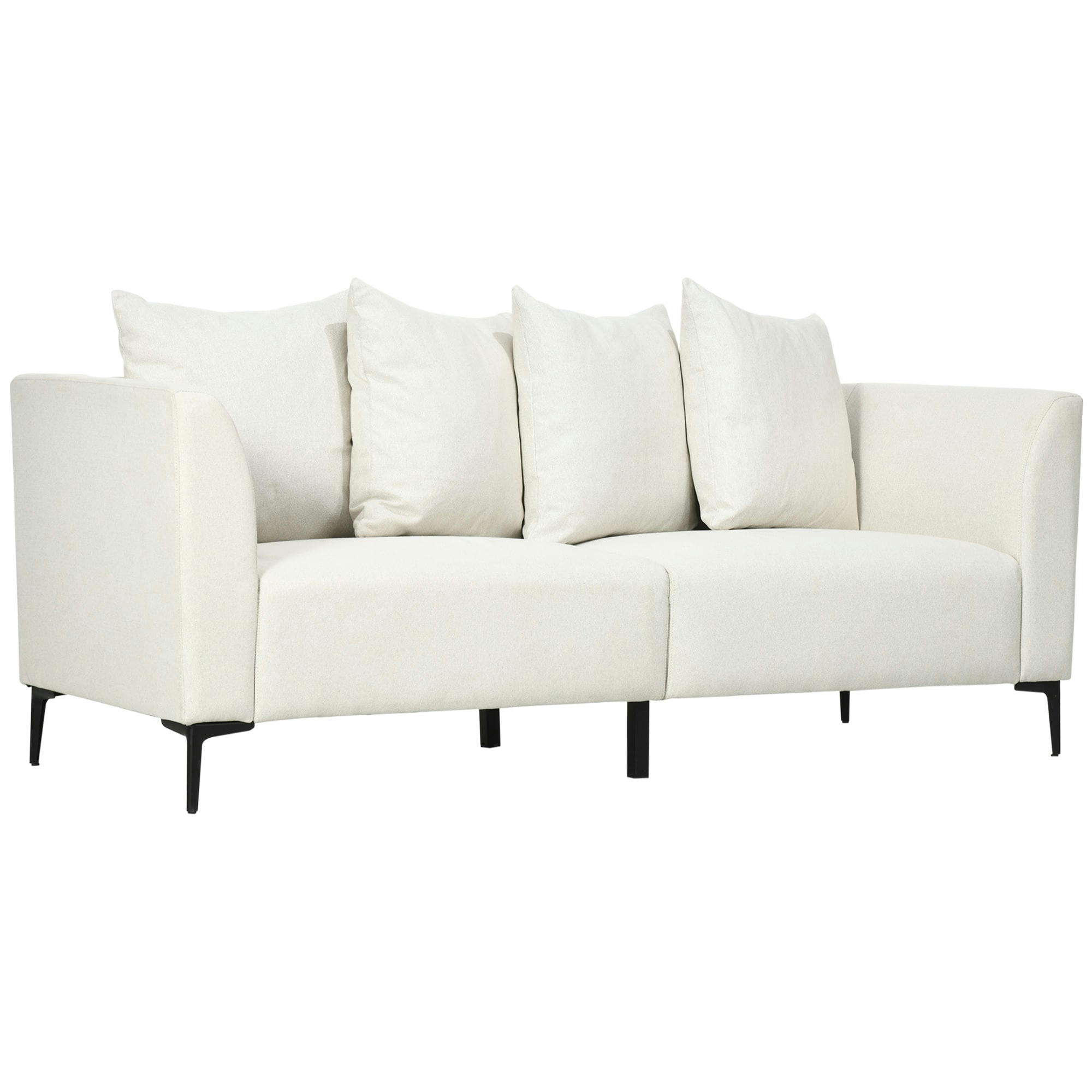 - Canapé 3 places design contemporain 4 coussins dossiers crème