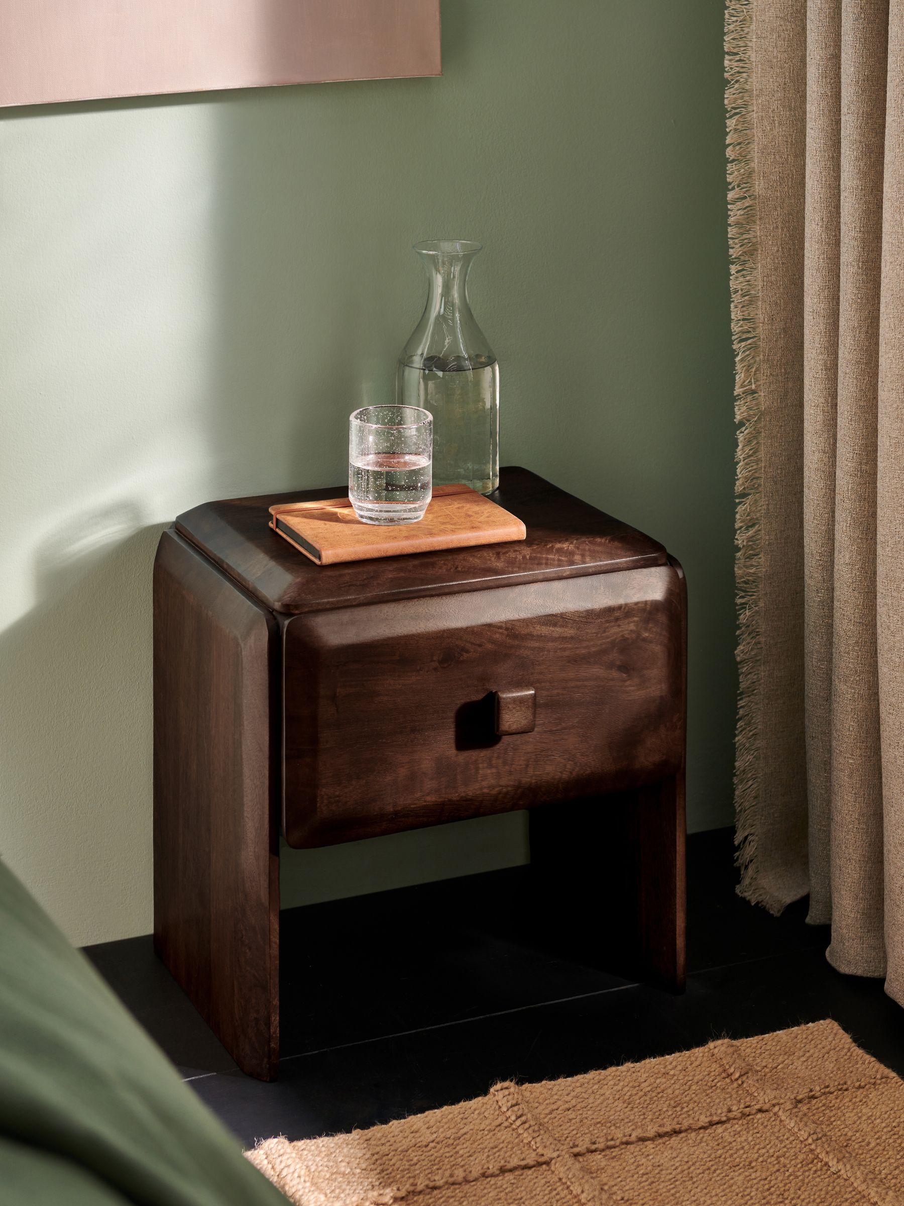 Payton Mango Wood Bedside Table in Brown