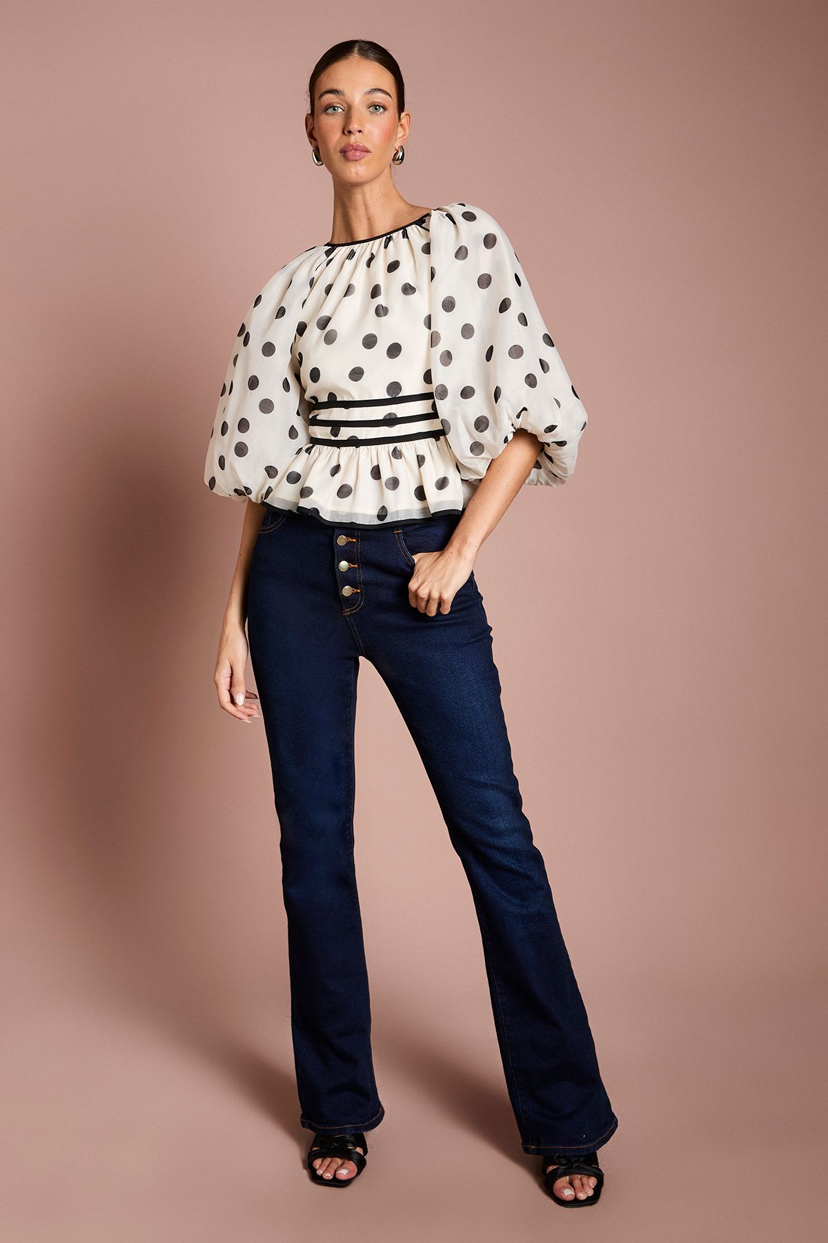 Coast Polka Dot Puff Sleeve Top