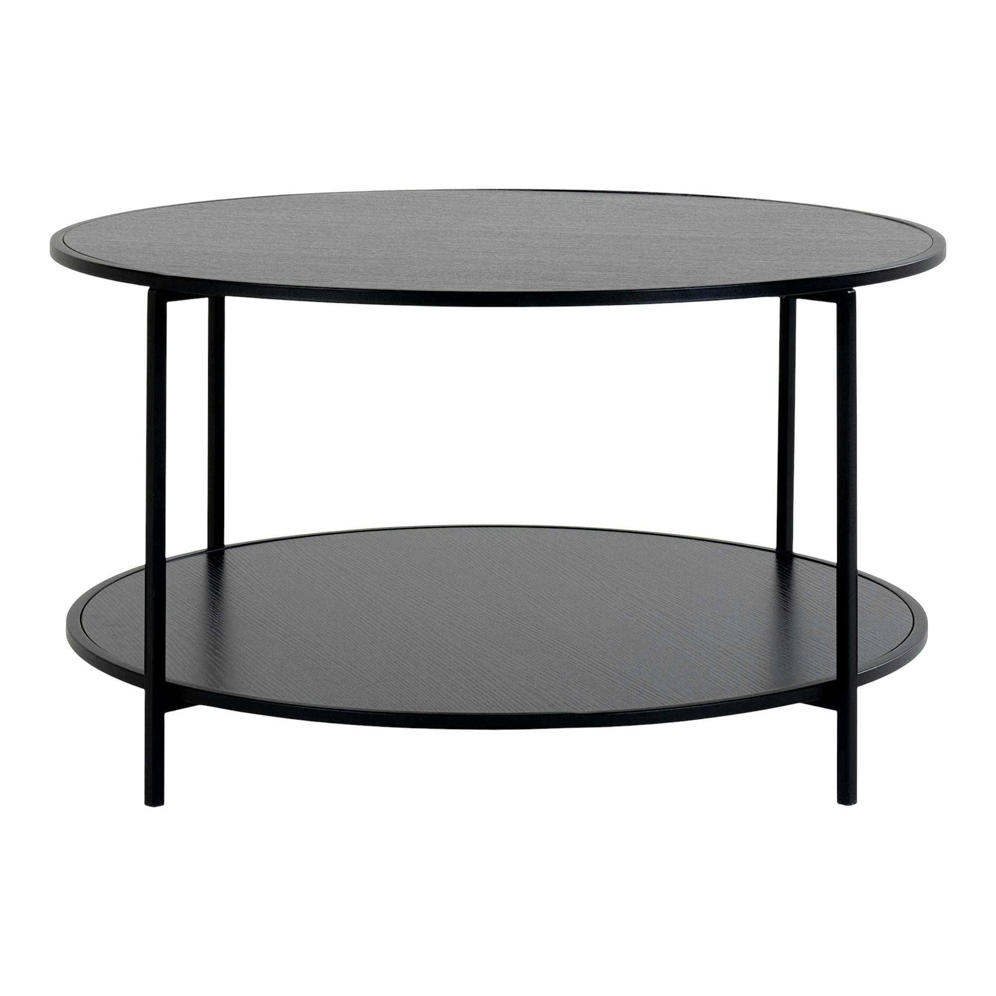 Table basse ronde noire double plateau VARDE