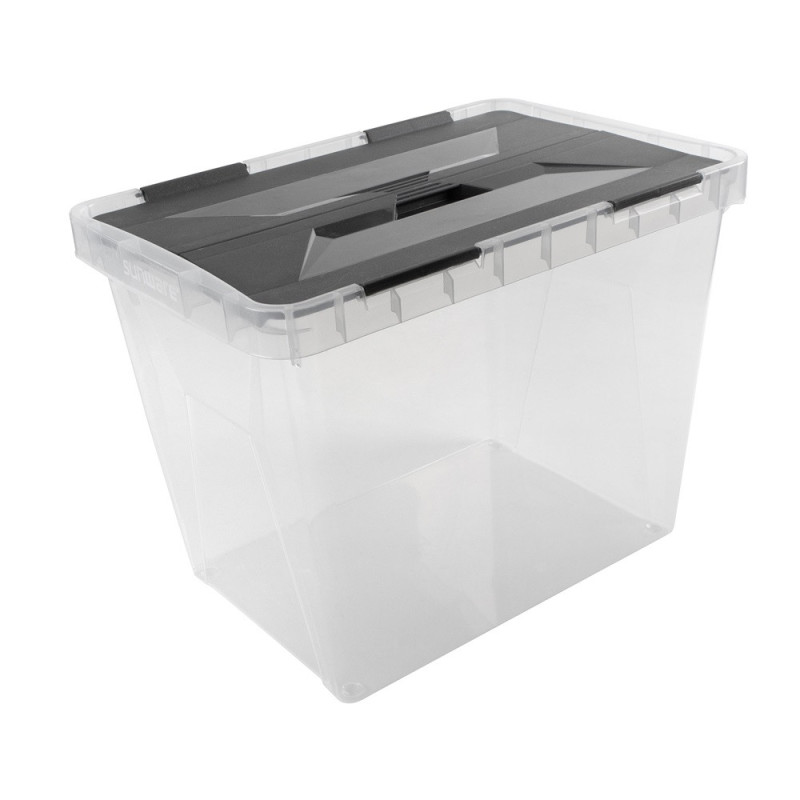 Box de rangement Onyx transparent et anthracite 25 L SUNWARE