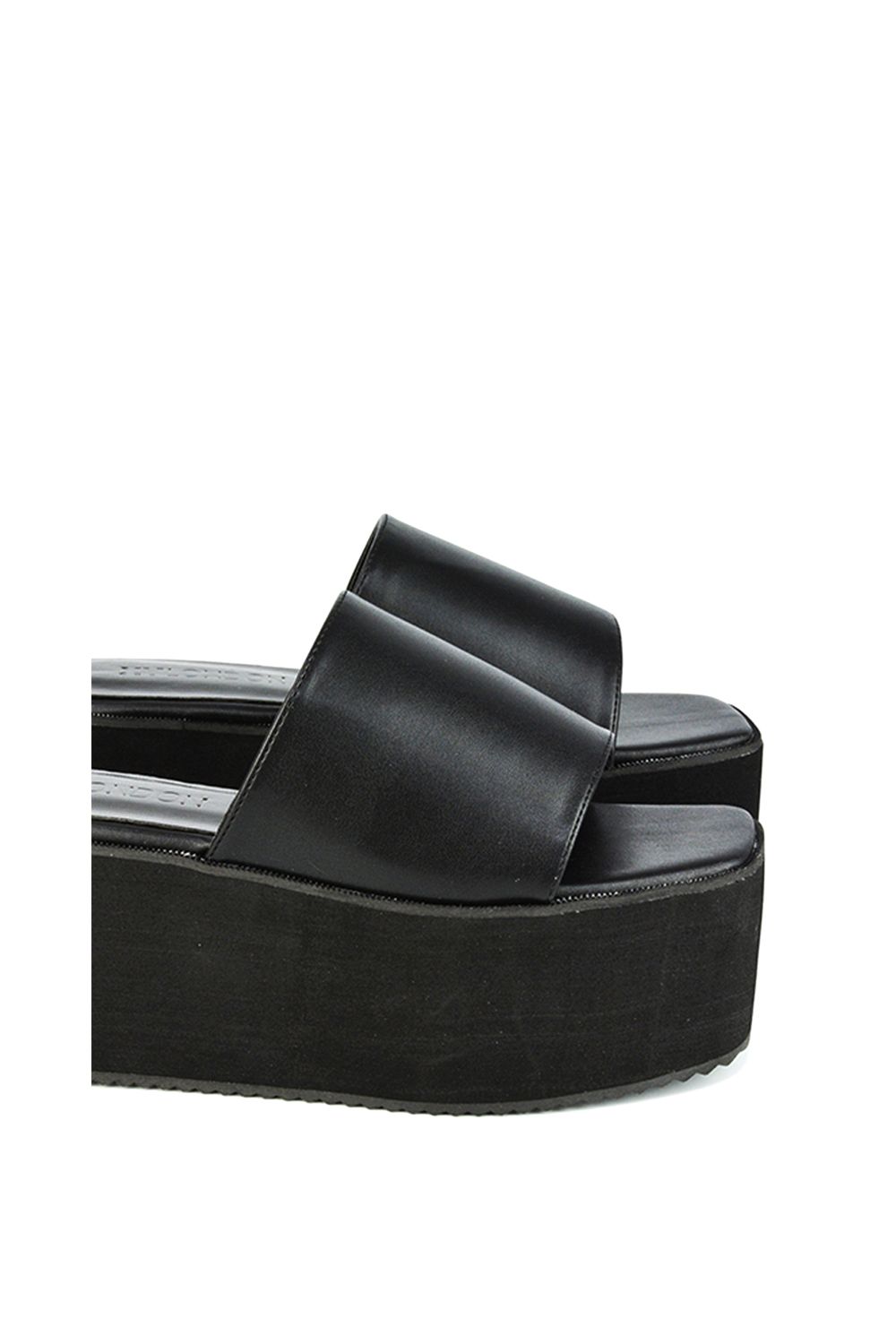 XY London Kaiya' Square Toe Slip on Flatform Slider Sandals