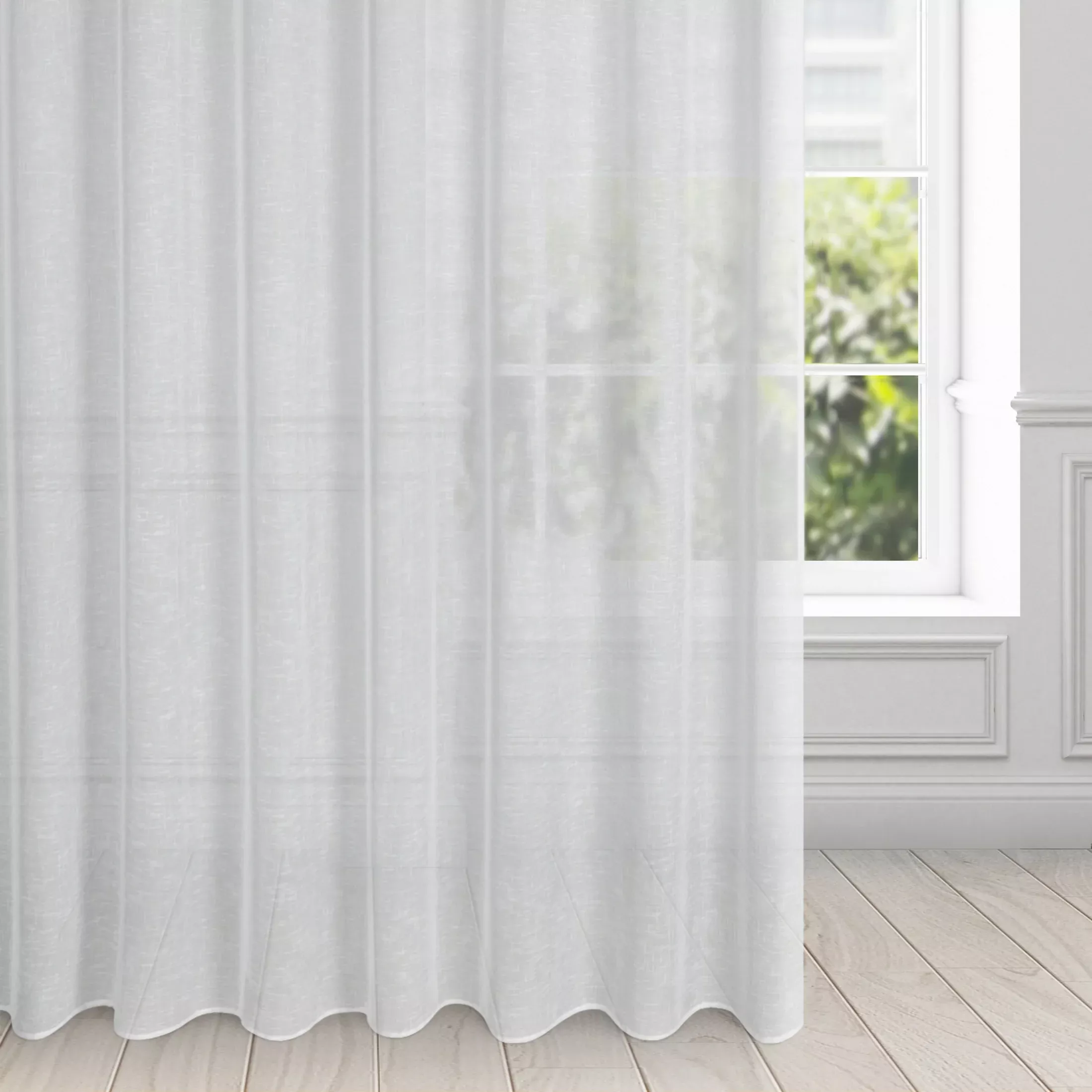 Firana biała w stylu eko z gładkiej etaminy półtransparentna 300x250 cm przelotka LEXY