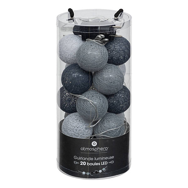 Guirlande Led secteur Smoky 20 boules D6cm - Atmosphera