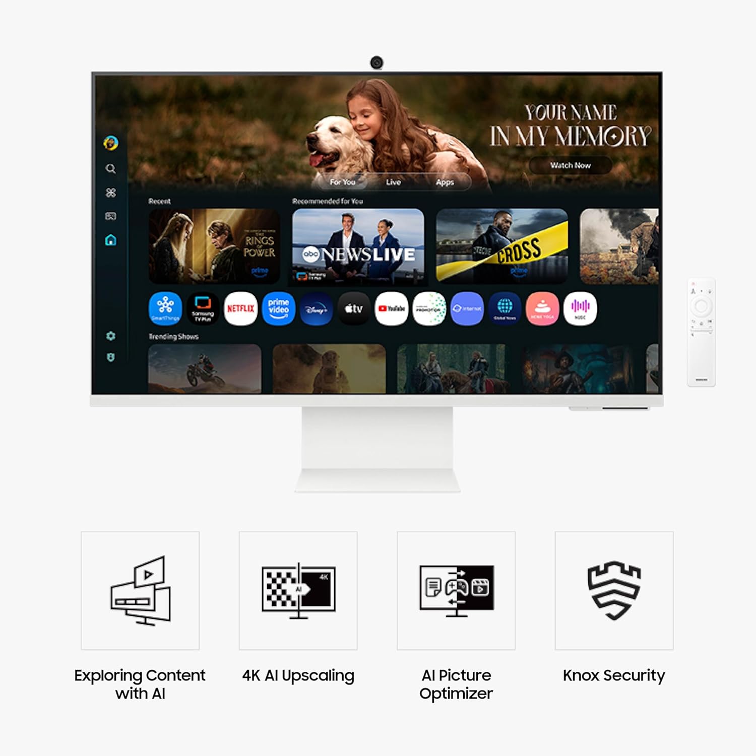 Samsung 32” Smart Monitor M8 (M80F) 4K UHD Display  Samsung Vision AI  Smart TV Apps  Gaming Hub  USB-C  HDMI and USB-A  White  LS32FM803UNXZA  2025