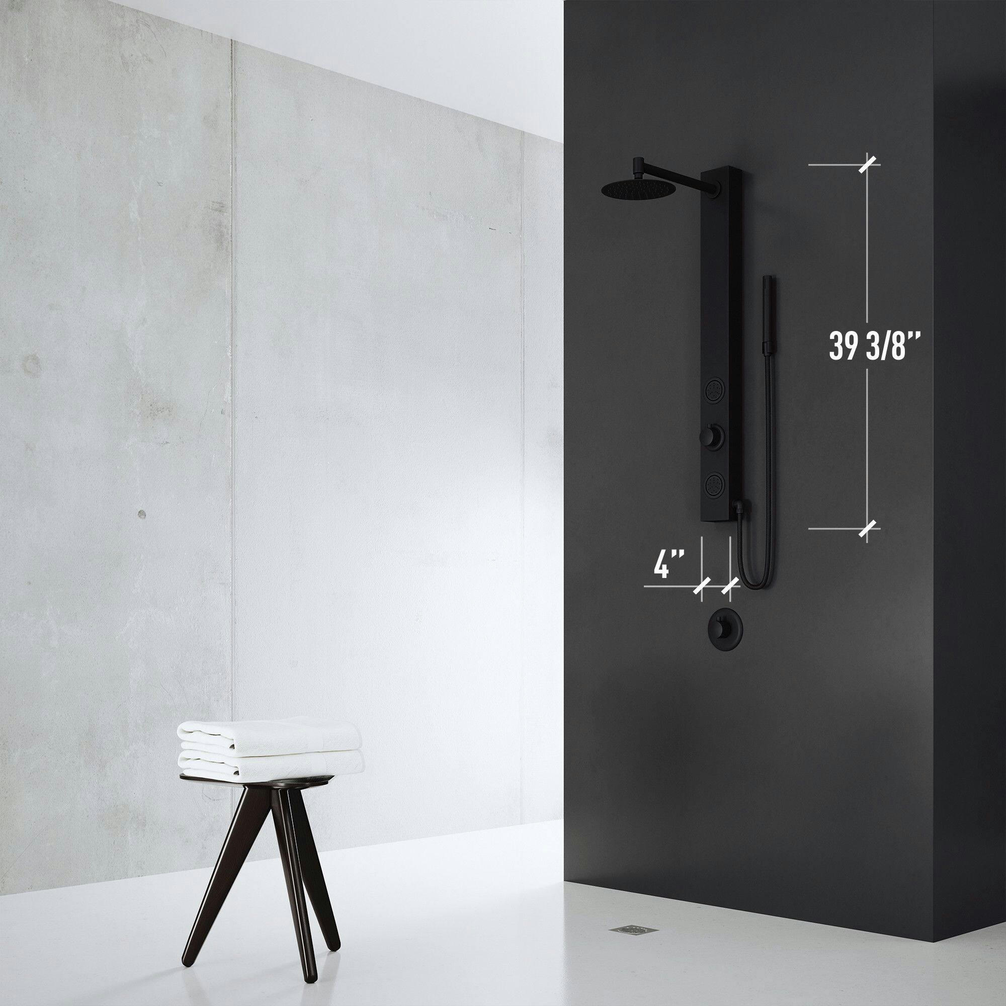 VIGO Gardenia 3-Spray Jet  High Pressure Massage Shower Column with Fixed Rain & Handheld Shower Head, Matte Black