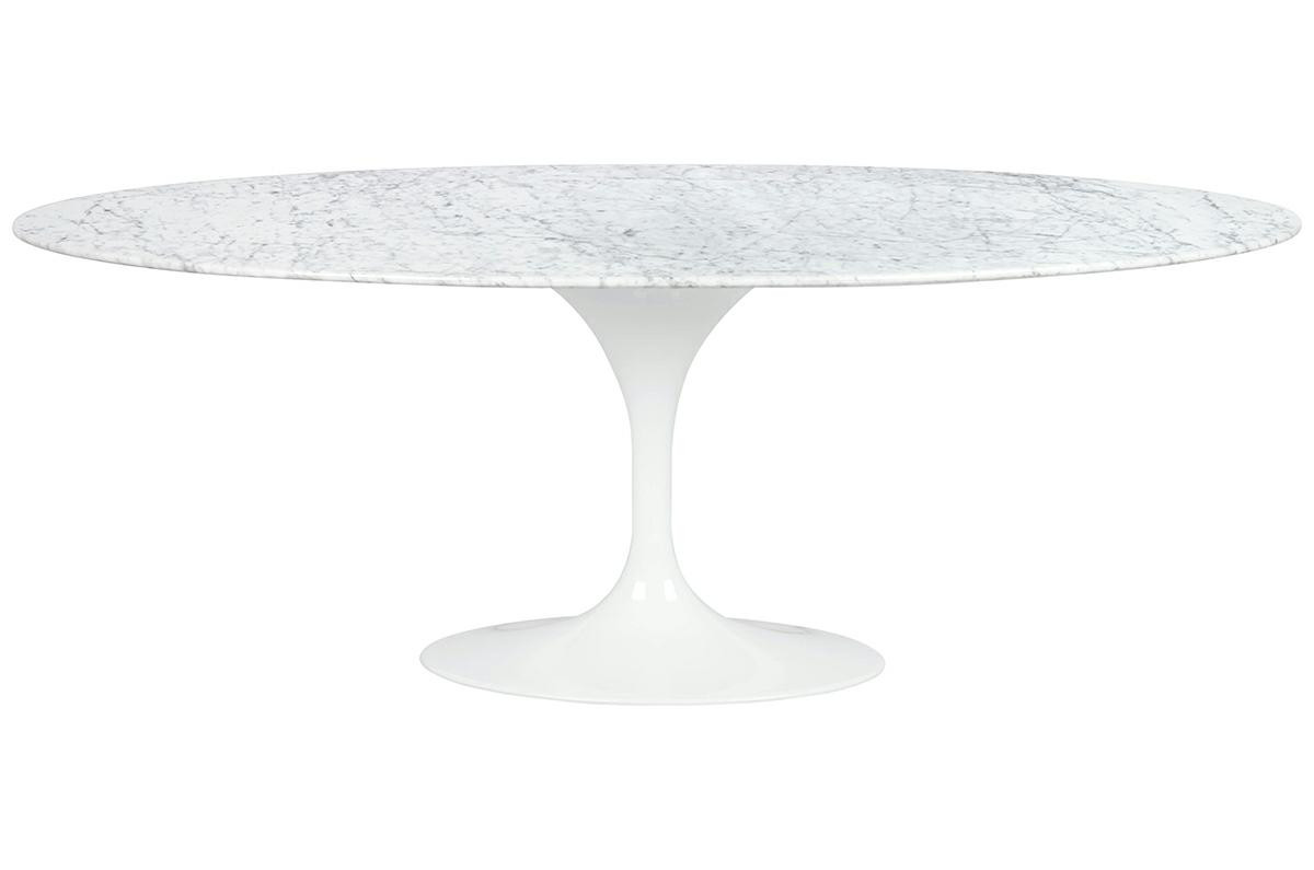 Stół TULIP ELLIPSE MARBLE CARRARA biały - blat owalny