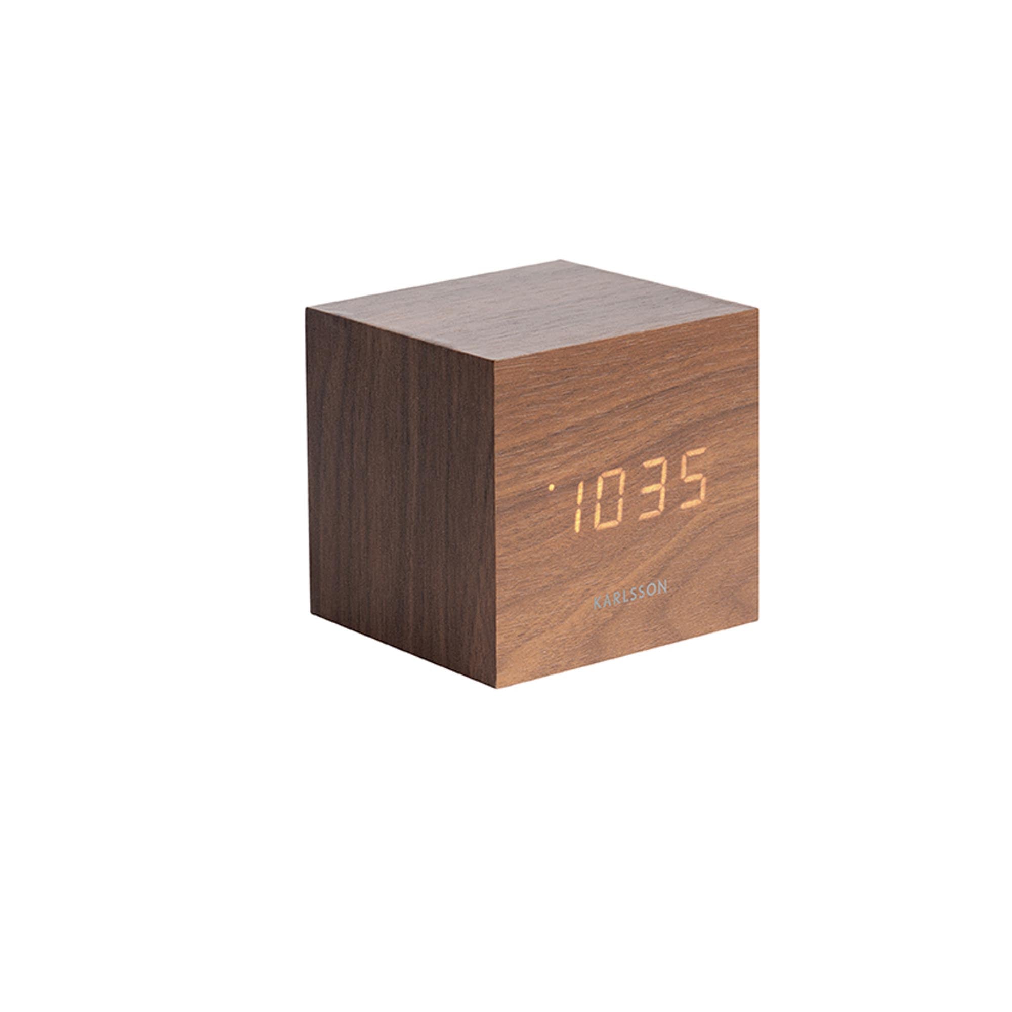 Karlsson wekker - bruin - 8x8x8cm