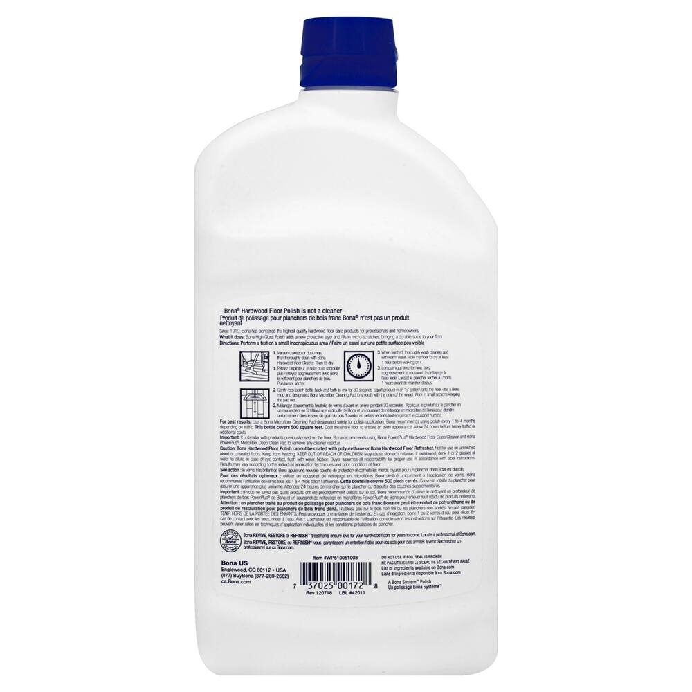 Bona High Gloss Hardwood Floor Polish, 946-mL
