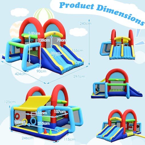 NNECW Inflatable Bounce House with Dual Slides and Jumping Area with 450W Blower