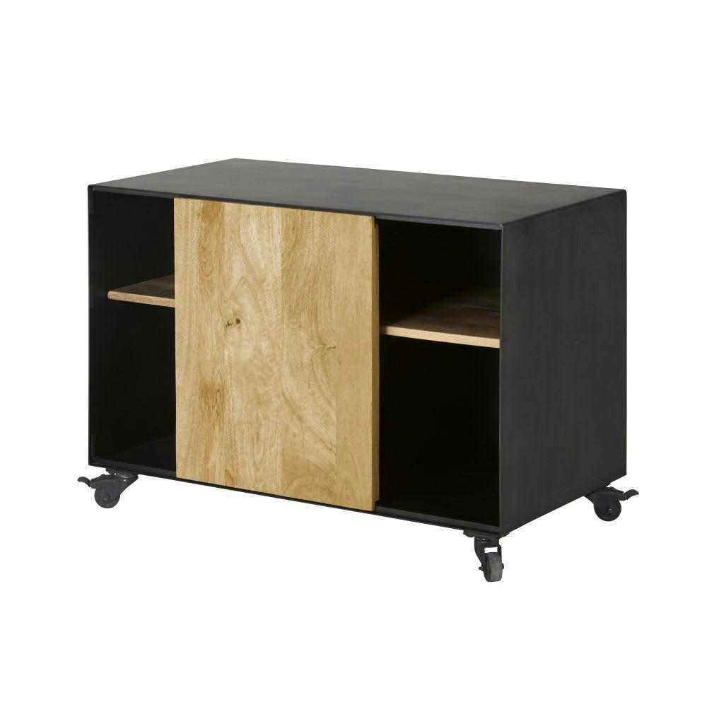 Cincinnati Business - Caisson professionnel à roulettes en métal et manguier massif