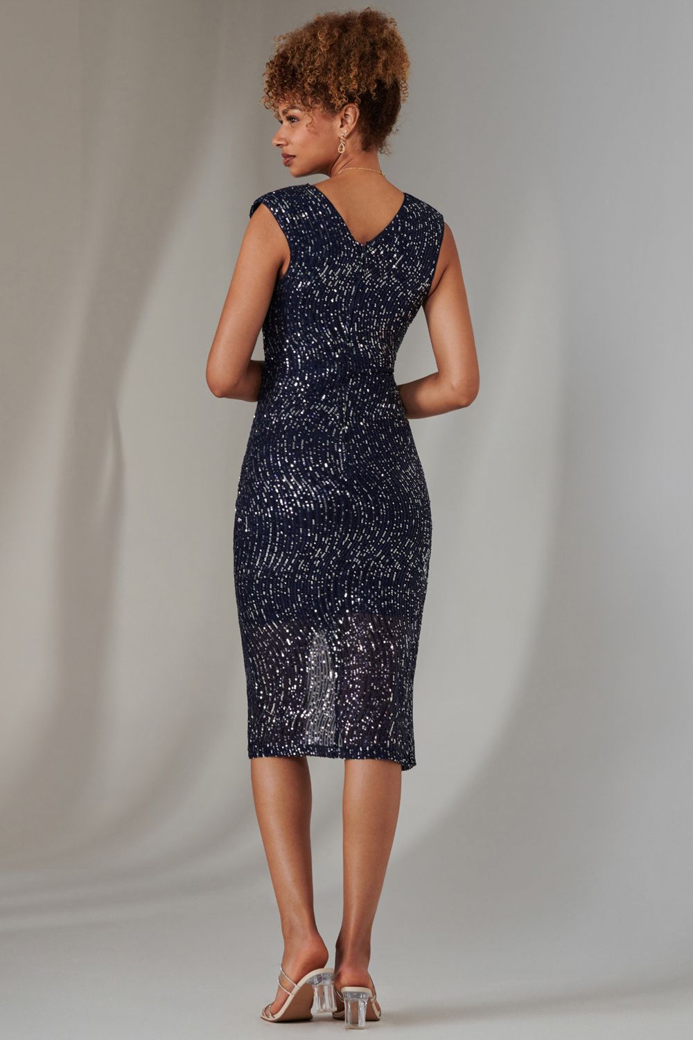 Jolie Moi Deja Sequin Midi Dress With Slit