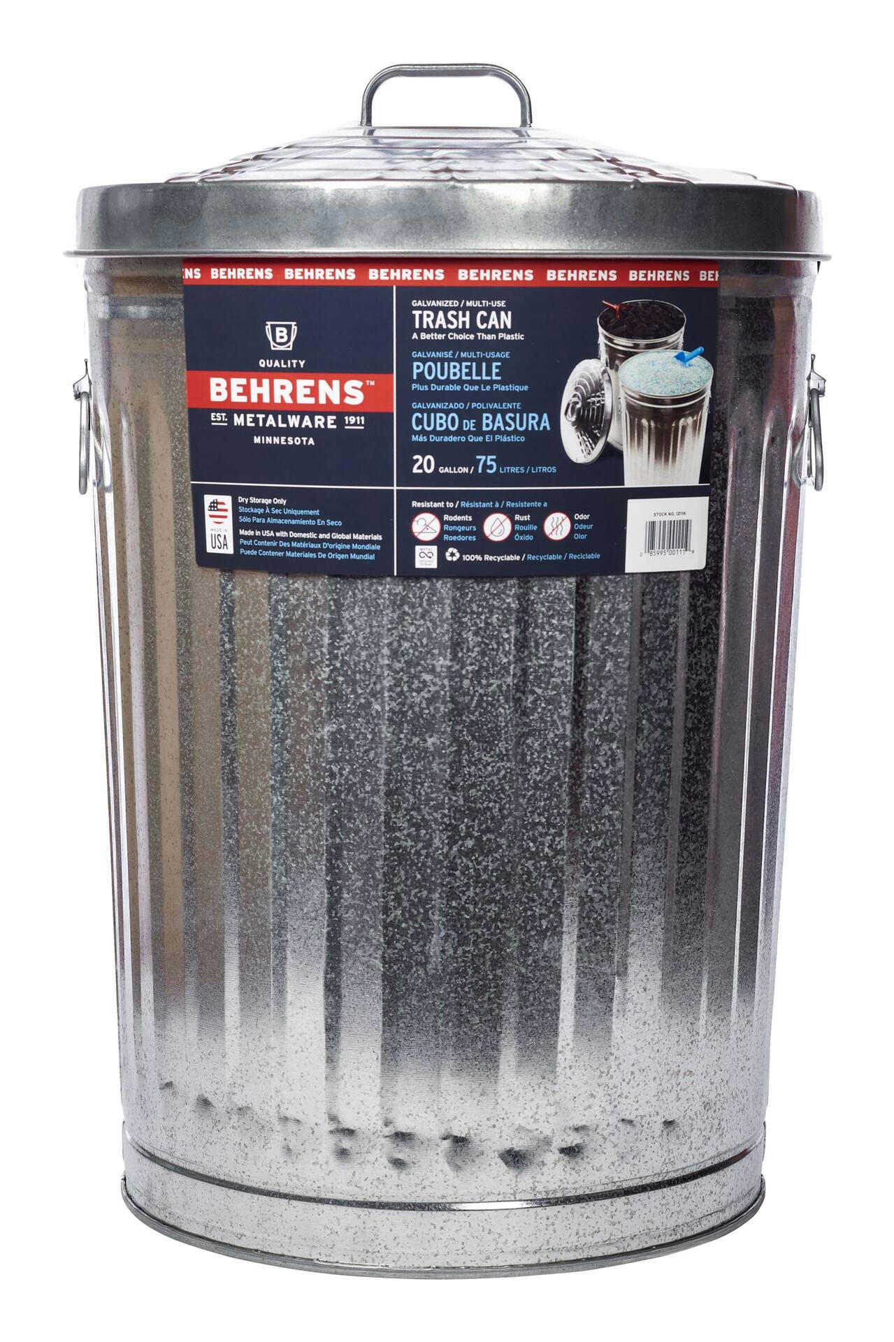 Behrens Galvanized Steel Circular Multi-Purpose Garbage Can, 75-L