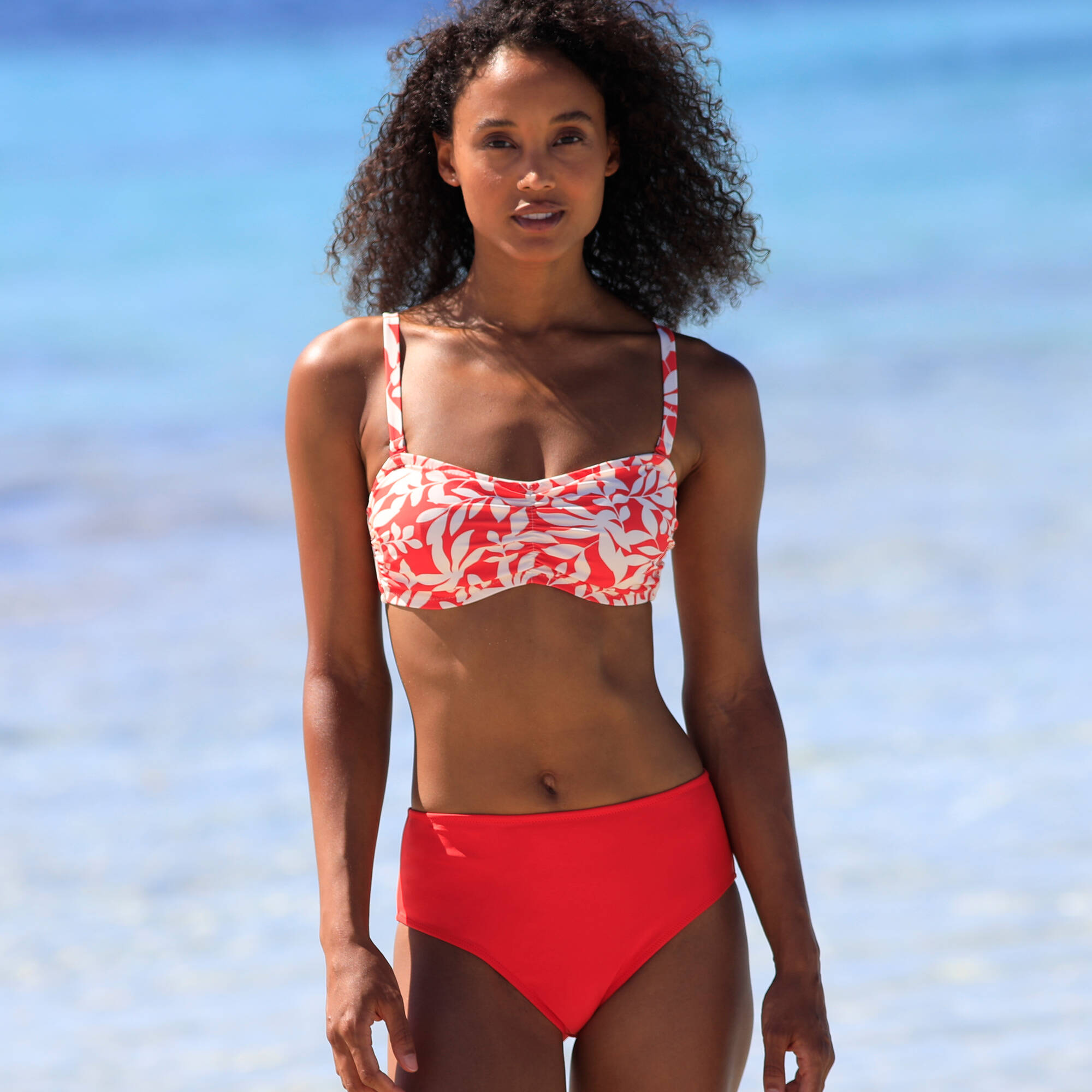 Bas de maillot de bain taille haute uni Solaro