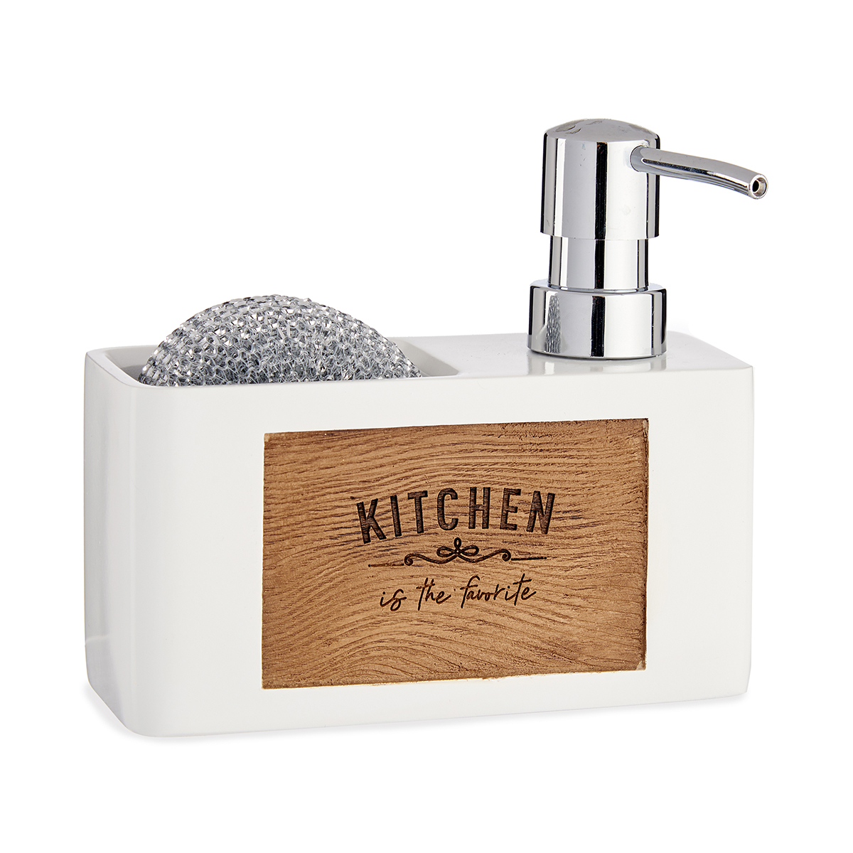 Doseador para detergente com suporte para esponja branco