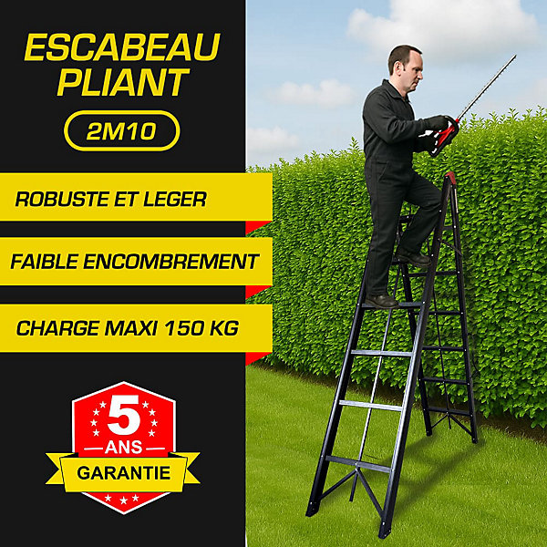 Escabeau pliant 2m10   Plateforme PRTK   Sac à outils, Escabeau 5 marches, Echelle pliant, qualité supérieure