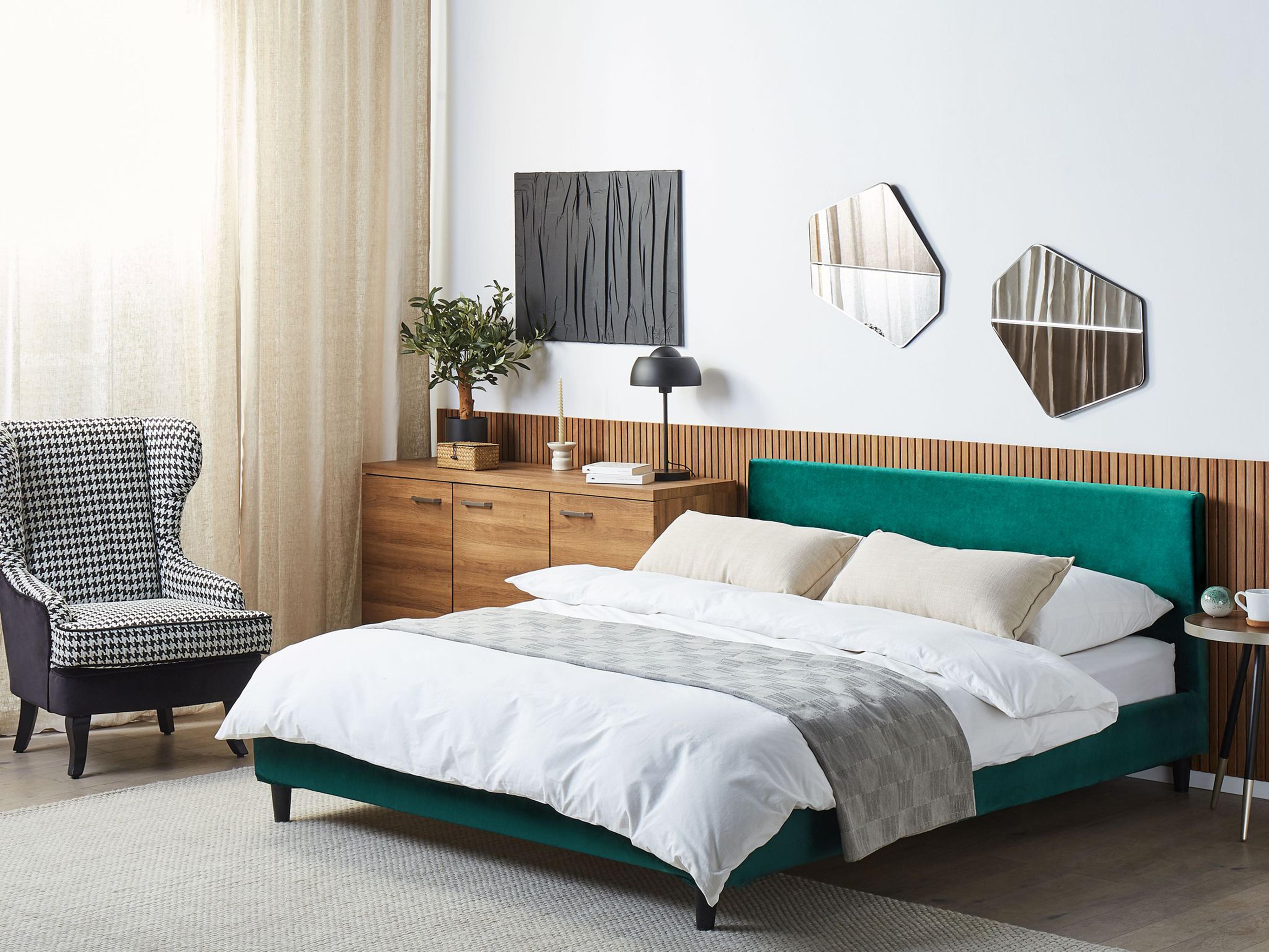 Bed Frame Cover Velvet FITOU 160 x 200 cm Emerald Green