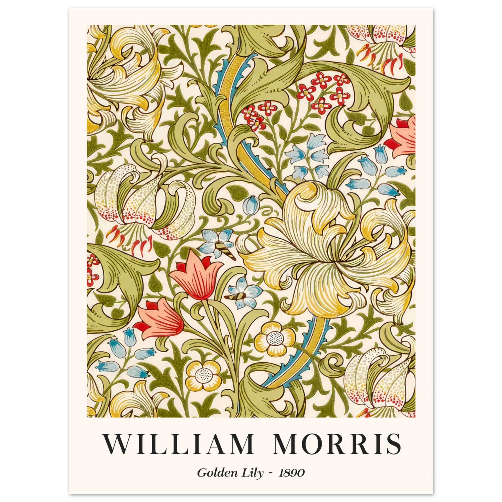 Artfulprints Poster William Morris - Golden lilly 1890  - 30x40 cm - Groen