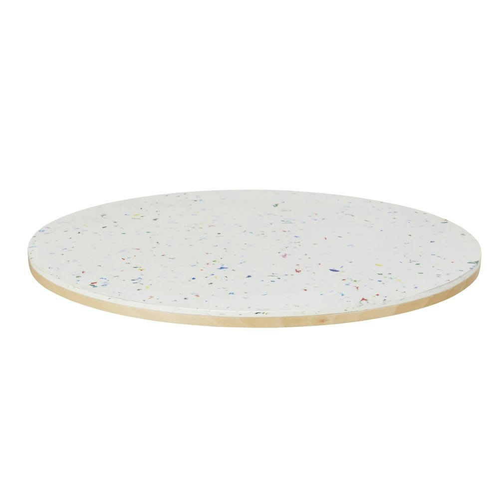 Element Business - Plateau de table professionnel rond en plastique recyclé Le Pavé® effet terrazzo 2 personnes D70