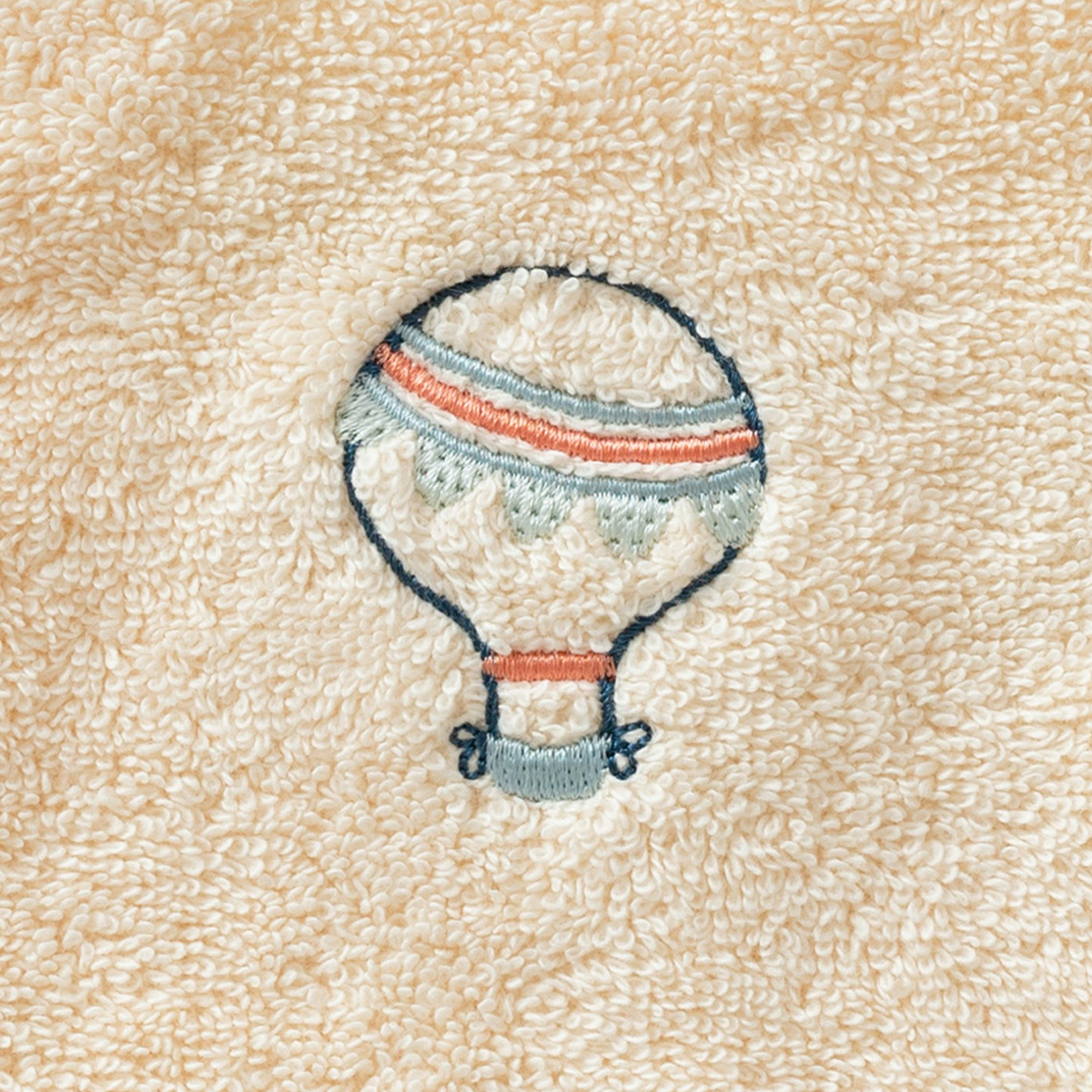 DANDINE - Gant de toilette coton bio bouclette brodé beige 15 x 21 cm