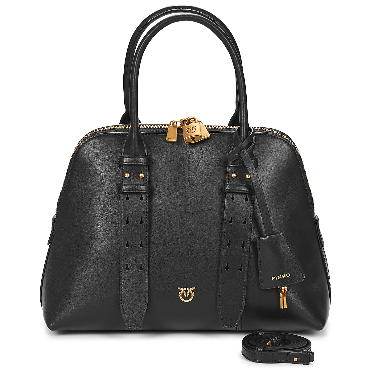 Pinko - BOWLING BAG MEDIUM VITELLO - Black / Gold
