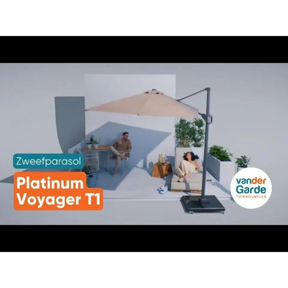 Platinum Voyager zweefparasol T1 3x2 m. - Taupe met voet en hoes