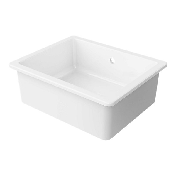 Evier à encastrer en céramique blanc 1 bac l. 46 x L.56,5 x P. 20 cm GoodHome Hyssop