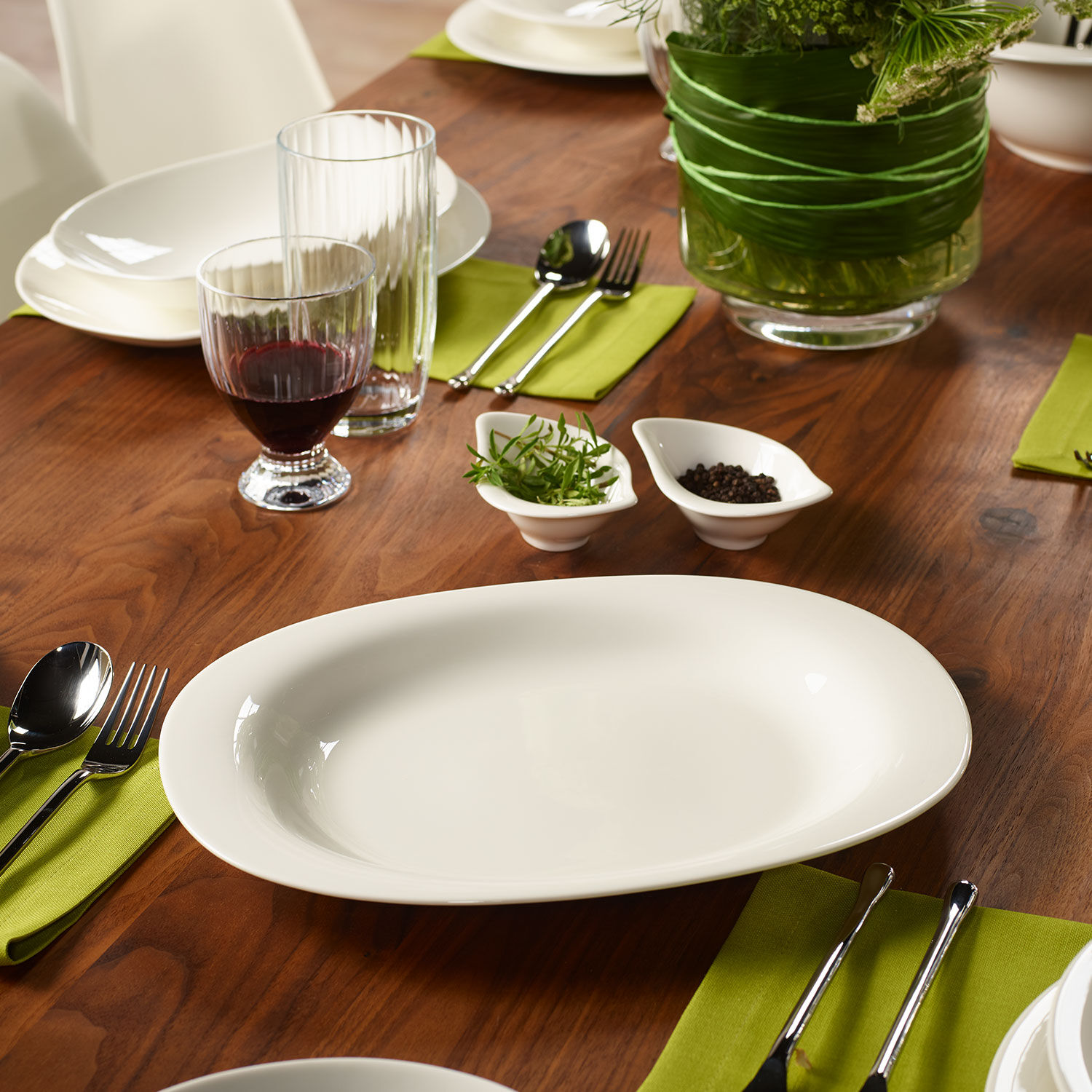 New Cottage Serving Platter - White, 13.4'' x 10.3'', Premium Porcelain