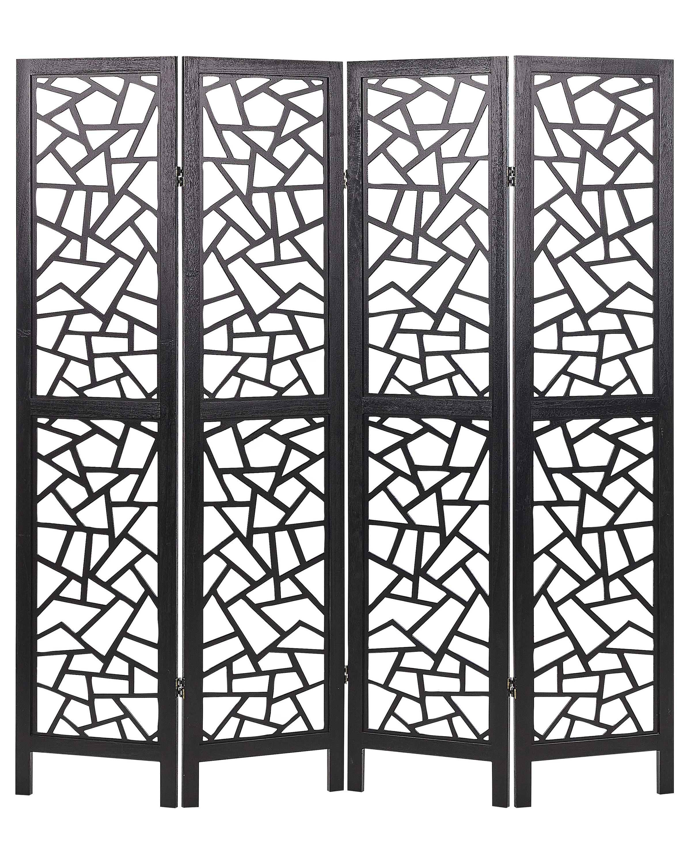 4 Panel Room Divider PIANLARGO Black 163 cm 170 cm